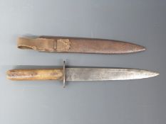 WWI Australian trench knife and sheath, blade length 20cm