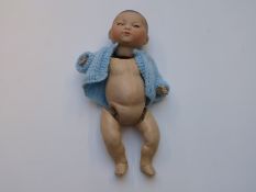 Armand Marseille Japanese bisque headed doll with closed mouth, weighted brown eyes, painted hair