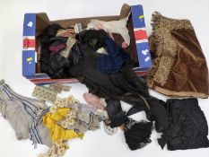 Collection of vintage fabrics and trims etc