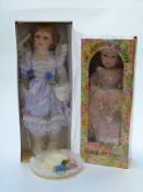 Five The Knightsbridge Collection and Elizabeth Austin collectors' dolls, all in original boxes