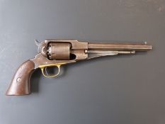 Remington 1858 New Model Army .44 single action six shot American Civil War revolver with brass