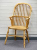 Beech or similar Windsor armchair with crinoline stretcher