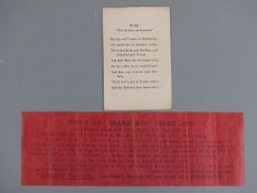 WWI 'Join To-day' war office telegram with phrase 'Somewhere over Gloucestershire, Oct 1915' verso