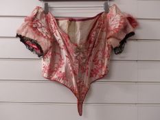 A 19thC floral silk bodice/corset with boned straps, from the Sir Thomas Woollaston White