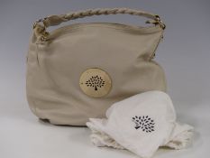 Mulberry Mitzy East West Hobo cream pebbled leather handbag with gilt fittings, braided handle,