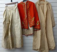 Orange cape with silk embroidery, taffeta wrap and skirt