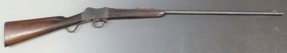 .255 Jeffery underlever rook rifle with chequered forend, sling suspension loop, pop-up sights, lock