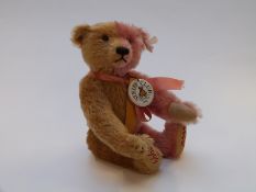 Steiff Teddy bear 1999 Collectors' Club Edition with brown and pink mohair, jointed limbs and