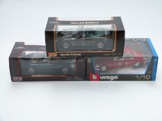 Three Burago and Maisto 1:18 scale diecast model cars silver edition Jaguar XJ220 32807, special