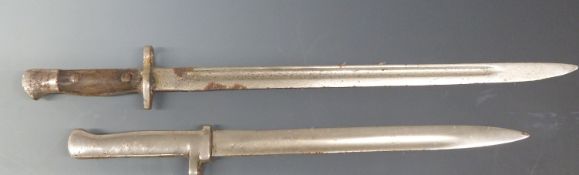 British Army 1907 pattern bayonet with chromed 42cm blade together with a similar example blade