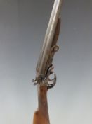 Belgian .410 side by side hammer action folding shotgun with chequered grip and forend, double