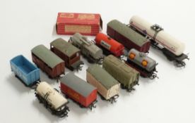 Seventy-four Hornby Dublo, Wrenn, Hornby and similar 00 gauge wagons and tankers, one in original