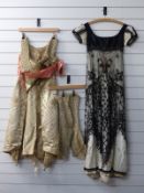 Victorian gold brocade dress and an Edwardian beaded evening dress