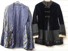 Two Victorian smoking jackets, one velvet the other brocade