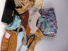 A collection of bags including Jimmy Choo