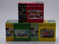 Three Vanguards 1:43 scale limited edition diecast model car diorama sets Morris Minor Van and