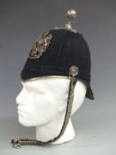 British Army Victorian Home Service blue cloth helmet for the Second Essex Artillery Volunteers,