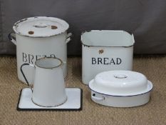 Enamel ware including two bread bins