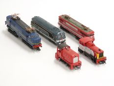 Five Lima, Hornby and similar 00 gauge diesel locomotives including SNCF, Virgin, Dock Authority