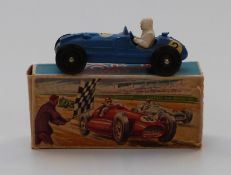 Crescent Toys diecast model Connaught 2 Litre Grand Prix Racing Car with blue body, white driver,