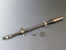 Military rifle scope with ivorine plaque stamped 'Prov. Pat. 4712 - 51' multiple adjustments,