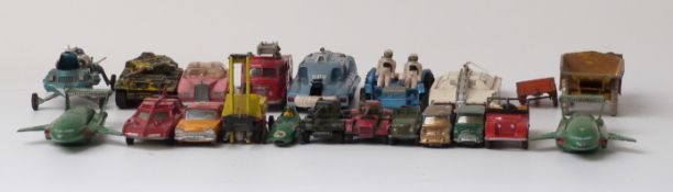 Twenty-one Dinky Toys diecast model vehicles including Joe 90 Spectrum Patrol Car, Spectrum