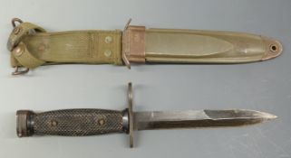 United States of America M4 bayonet with plastic grip marked US M8A to scabbard, blade length 17cm