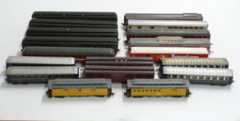 Eighteen Hornby, Lima, Joeuf, Rivarossi and similar 00 gauge mainly continental coaches