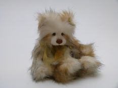 Charlie Bears Teddy bear Lauren with two-tone brown and white long mohair, jointed limbs and