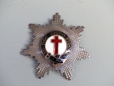 Masonic or Knights Templar silver and enamel badge with motto 'In Hoc Signo Vinces'