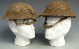 British Army two steel Brodie helmets