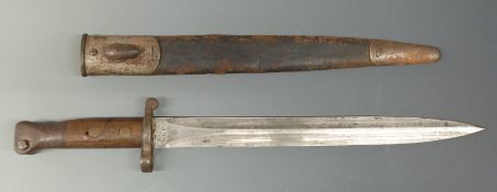 British Army 1888 pattern mark one second type bayonet, VR cypher with good stamps to 30cm blade