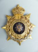 British Army Worcestershire Regiment officer's helmet plate / badge circa 1902 - 1914, with