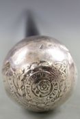 East Lancashire Regiment hallmarked silver and ebonised swagger stick