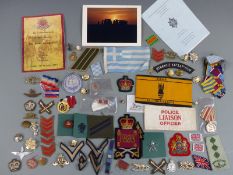 A collection of British Army badges and insignia to include Grenadier Guards Colour Sergeant rank