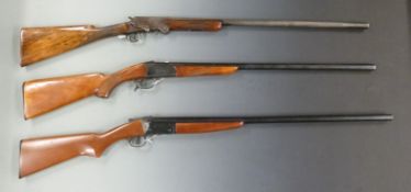 Three single barrelled shotguns Baikal 12 bore with named lock, chequered semi-pistol grip and
