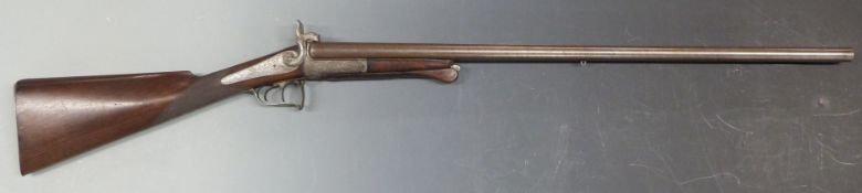 William Rigby of Dublin 16 bore pinfire hammer action shotgun with ornate engraving to the lock,