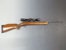 BSA .22 air rifle with chequered grip and Apollo 4x32 scope, serial number AWC024 61