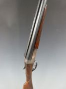 Masters 12 bore side by side shotgun with chequered grip and forend, double trigger and 28 inch