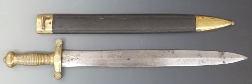 French 1831 pattern' Gladius Briquet' 'short sword in scabbard with indistinct Paris mark. Blade