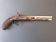 I Blanch of London percussion hammer action target pistol with named and ornately engraved locks,