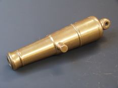 Bronze signalling cannon barrel with flared muzzle, length 18cm