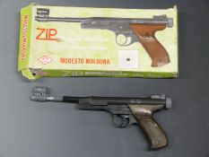 Mondial Zip .177 target air pistol, in original box, serial number E5373g.