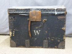 Vintage metal bound dome topped travelling trunk