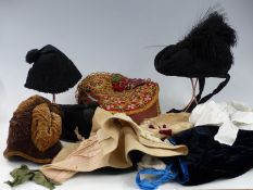 A collection of 19th and 20thC hats and bonnets