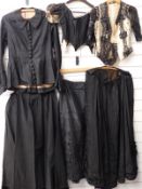 Victorian beaded bodice, two Victorian black skirts and two further bodices