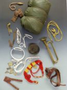 British Army post WWII sleeping bag, W/O's Sam Brown sword knot, body lines, girdle, white belt,