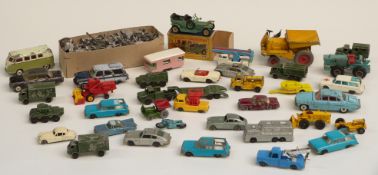 Thirty-seven Matchbox, Corgi and Dinky diecast model vehicles, one in original box, together with