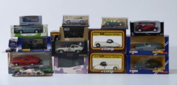 Eighteen Corgi and similar diecast model vehicles including Vanguards, 50's Classics, Mobil etc, all