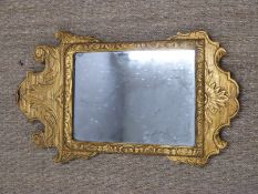 A gilt wood wheatear mirror, overall height 62cm